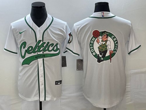 Maillot de Basket Boston Celtics baseball Blanc ave team logo